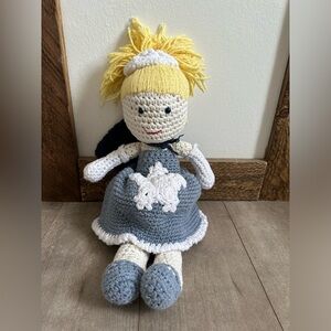 Hand Crafted Crochet Disney Frozen Inspired Dolly Snowflake Dress Blonde Hair
